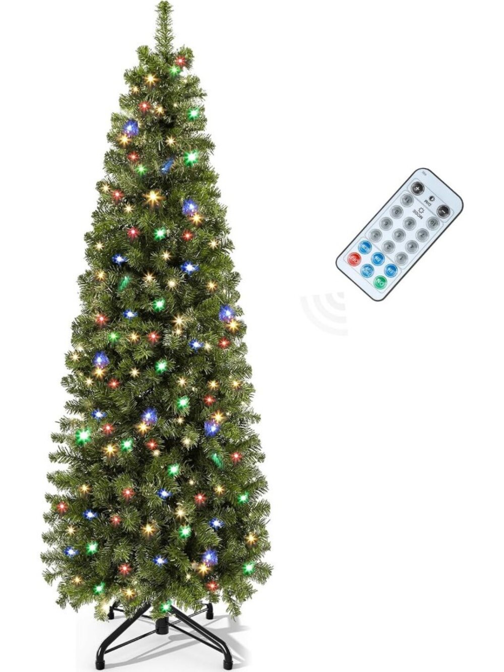 YITAHOME 6FT Prelit Green Fraser Fir Pencil Christmas Tree with Remote